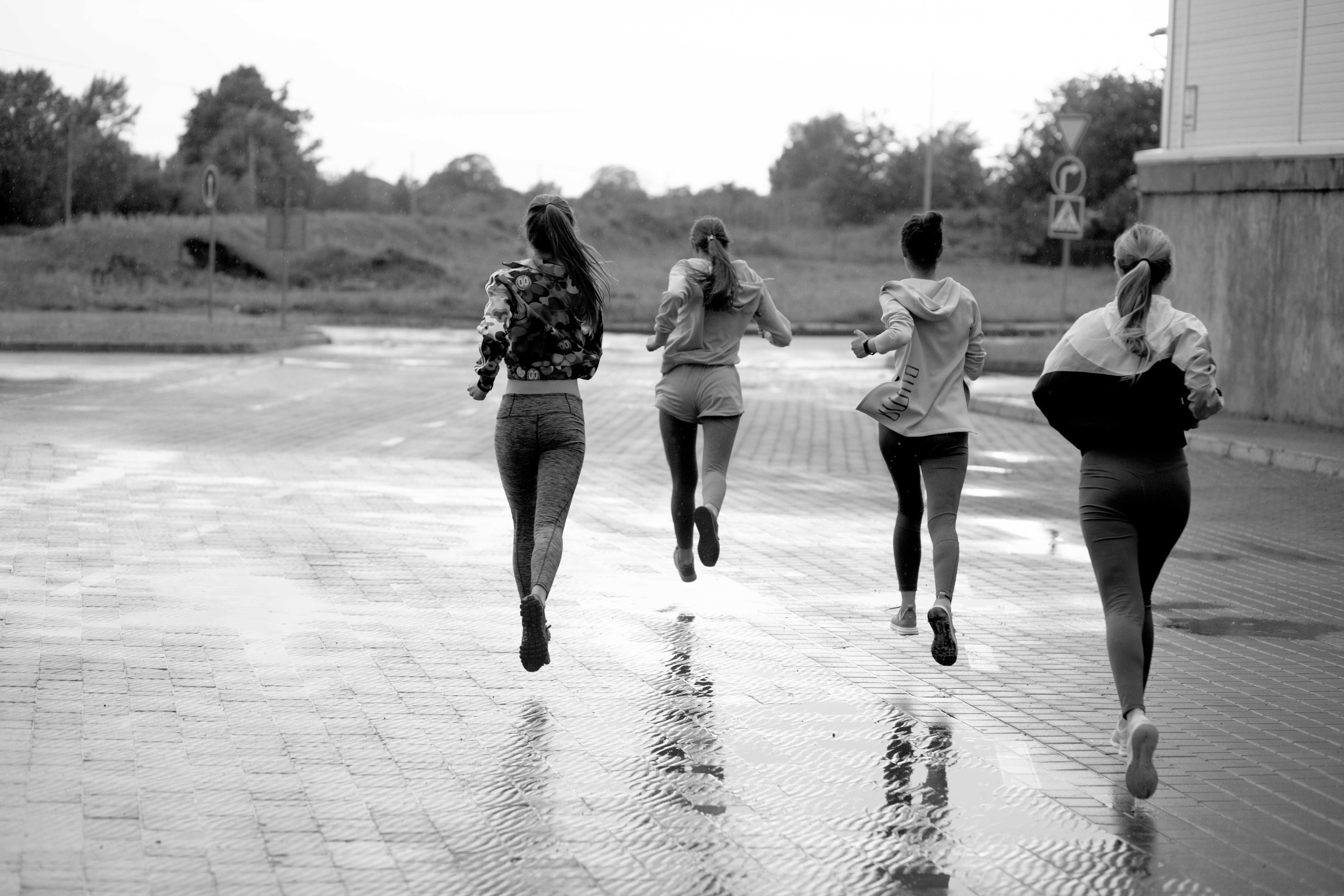 A group running together outside